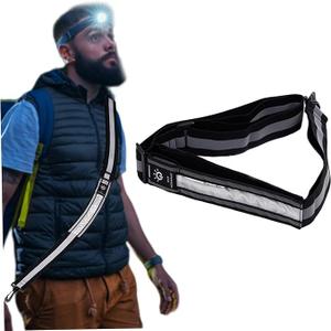 Reflective Sash,Led Reflective Belt Sash Walking Gear for Walkers at Night High Visibility Rechargeable Reflective Running Gear for Men Women Black