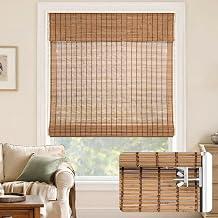 LazBlinds No Drill Bamboo Roman Shades, 26" W x 48" H, Malay Umber