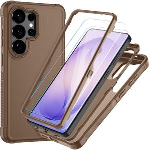SunStory Compatible with Samsung Galaxy S26 Ultra Case with HD Screen Protector,3-Layer Heavy Duty Full-Body Cover,3 in 1 Hybrid Protective Case for Galaxy S26 Ultra 6.9", Coffee