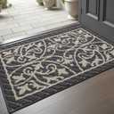DEXI Front Door Mat Indoor Entryway, Inside Welcome Entrance Doormat Low Profile Thin, Non Slip Washable Entry Mats for House Floor Dirt Trapper, 20x32, Dark Gray