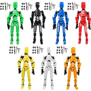 GJKBJ 7PCS T13 Action Figures - (Assembly Completed) Titan 13 Action Figure Set, T13 Action Figure 3D Printed Multi-Jointed Movable,Lucky Dummy 13 Desktop Decorations for Game Lovers (3PCS)