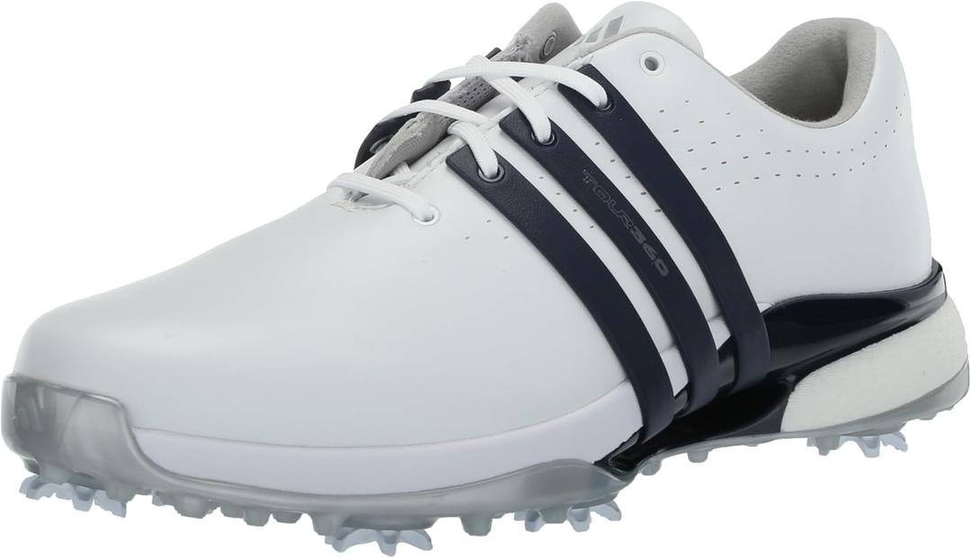 Adidas Mens Tour360 24 Golf Shoes (13 Wide, Footwear White/Collegiate Navy/Silver Metallic)