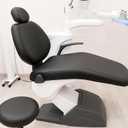 4Pcs/Set Protective Dental Chair Covers PU Leather Waterproof Elastic Seat Cover Headrest Backrest Round Cushion Protection Reusable Washable Wipeable Dentist Office Equipment Upholstery Case (Black)