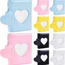 PerKoop 10 Pieces 3 Inch Kpop Photocard Holder Book Mini Photo Kpop Album Love Heart Hollow Photocard Binder Small Mirror Like Photo Card Holder with Heart Pendant, 32 Pockets, 5 Colors