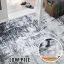 5x7 Area Rug Living Room Rug: Washable Modern Abstract Soft Thin Rug Indoor Floor No Slip Stain Resistant Carpet for Bedroom Dining Room Farmhouse Nursery Home Office - Dark Black
