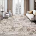 8x10 Area Rugs - Washable Rug for Living Room, Ultra-Thin Abstract Rug, Indoor Non-Slip Rug for Bedroom, Stain Resistant Large Area Rug, Super Soft Low Pile Rugs, Brown (8' x 10')