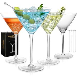 10oz Large Martini Glasses Set of 4,Classic Crystal Cocktail Glasses,Hand Blown Martini Glass for Espresso Martini, Cosmopolitan, Manhattan, Home Bar Gift Set