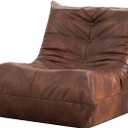 Hobestluk Bean Bag Chair for Teens Toddler Bean Bag Chair with Memory Foam Filler Leather Beanbag with Spacious Design Bean Bag Couch for Reading Gaming Relaxing (Brown, Medium)
