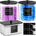 3 Pack Laundry Pods Container, Clear Laundry Room Organization Containers,Large Acrylic Detergent Powder Storage Containers Black Wooden Lids & Labels, Dryer Sheet Holder