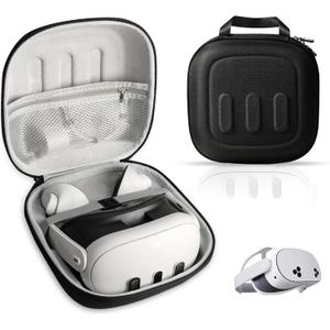 Q3S Hard Carrying Case for Meta Quest 3/Quest 3S VR Headset, Touch Controller, Original Fabric Strap & Accessories, Ideal for Travel & Home Storage with Comfort Protection
