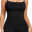 Nebility Shapewear Waist Trainer Bodysuits Women Clothing Tummy Control Seamless Full Body Shaper Square Neck Jumpsuits Top (X-Large, Black Mid-thigh)