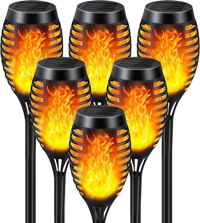 Kurifier Solar Lights Outdoor, 6Pack Solar Torch Light with Flickering Flame, Waterproof Solar Garden Light, Outdoor Solar Lights for Yard, Flame Torches for Outdoor Decorations Decor Yard