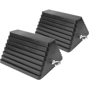 MaxxHaul Rubber Wheel Chock 2 Pack, Large 10" x 8" x 6" Heavy Duty Tire Stop with Non Slip All Weather Grip, Oil Resistant Rubber Block with Steel Eyebolt for Vehicle and Trailer Safety (80681)