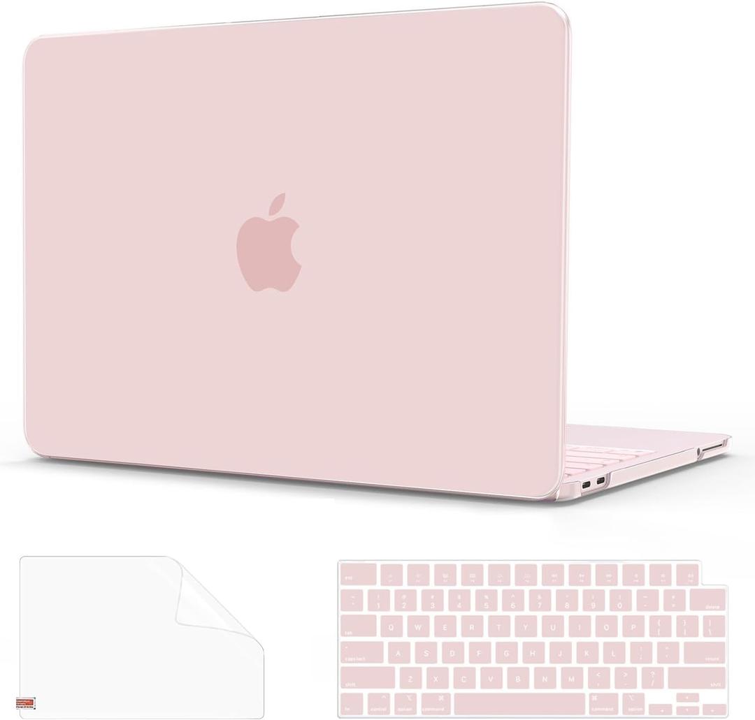 G JGOO Compatible with MacBook Neo Case 13 inch 2026 Release Model A3404, 100% Match Official Color, Matte Plastic Protective Hard Shell Case with Keyboard Cover & Screen Protector, Blush Clear