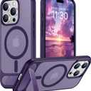 Temdan Magnetic Compatible with iPhone 15 Pro Case, [Built-in Invisible Kickstand][Compatible with MagSafe] [Military Grade Shockproof] Slim Translucent Matte Phone Case for iPhone 15 Pro 6.1" (Purple)