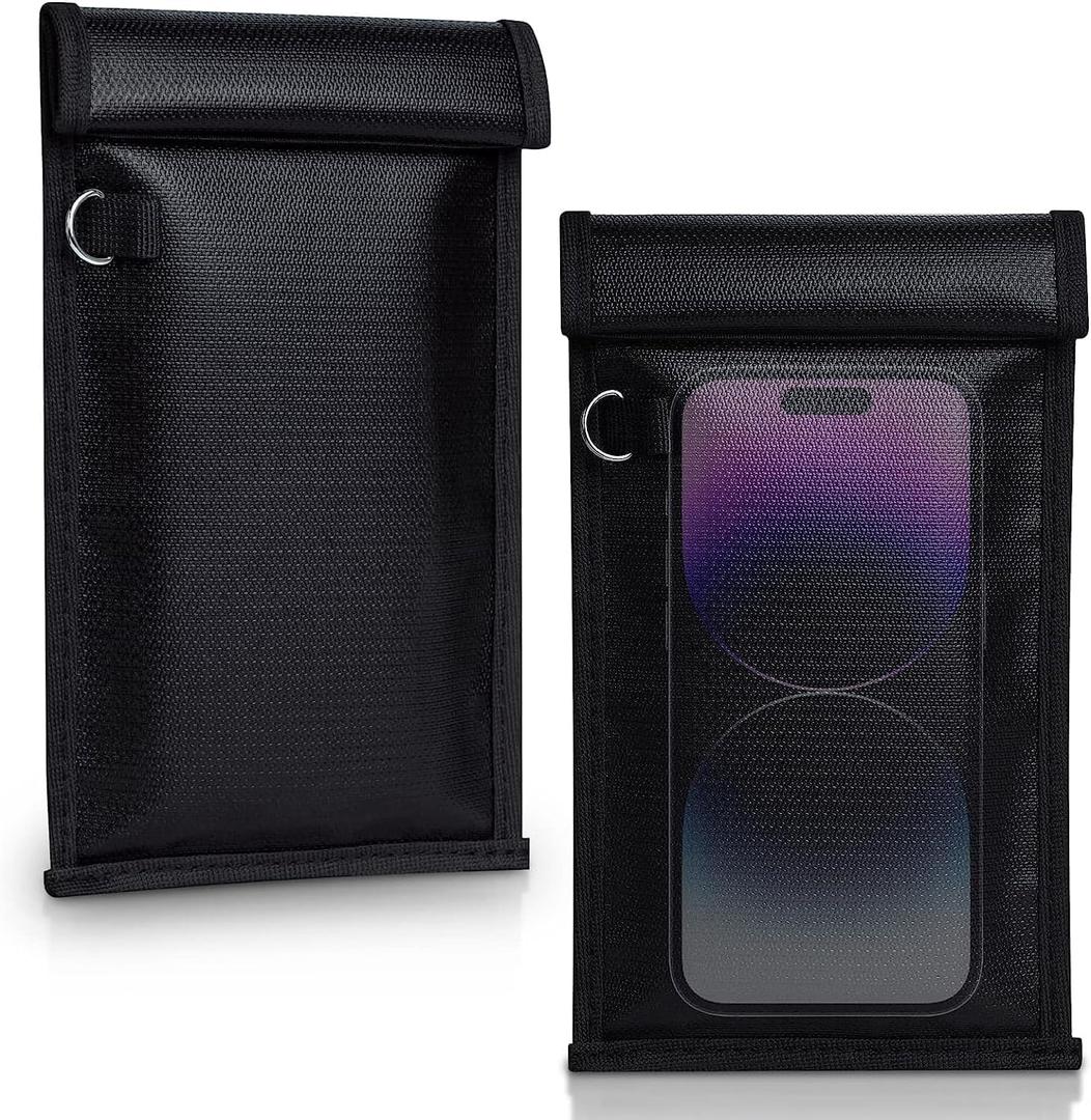 Simket Faraday Bags for Phones and Car Key 2 Pack, Signal Blocking Pouch, Cell Phone Signal Jammer, Car Key/WiFi/RFID/GPS Signal Blocker Black (m) (M(Up to Phone))