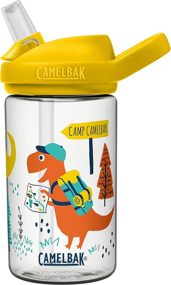 CamelBak Kids Eddy+ Bite Valve Straw Tritan Water Bottle Dino Summer, 14oz