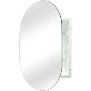 20x30 Inch Oval Frameless Mirror Cabinet,Bathroom Medicine Cabinet with Frameless Mirror, Wall Mounted Cabinet for Bathroom Toilet Kitchen,Recess or Surface Mount Installation