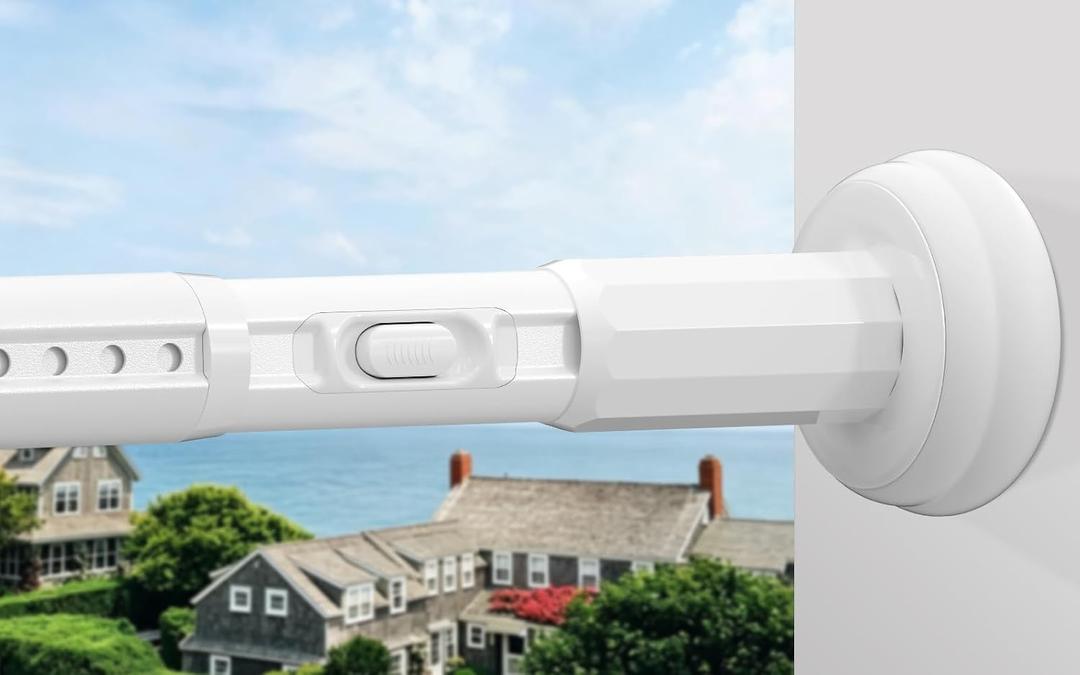 Tension Curtain Rod No Drilling 39-157", Heavy Duty Long Curtain Rod White