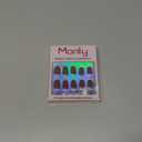 Morily Dark Red Glitter Press on Nails Short, Square Shaped Glitter Fake Stick on Nails for Women in 16 Sizes, 32 Pcs Reusable Full Cover Artificial False Fingernails