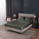 Homiest Dark Grey Satin Fitted Sheet Queen Size, Deep Pocket, Luxury & Ultra Soft Bedding