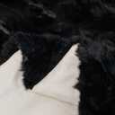 Natural Real Luxury Rabbit Fur Rug Throw Blanket Rug Patchwork Skin Fur Rug Soft Premium Quality Durable Thick Black（55in×63in)