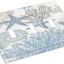 Decorative Light Switch Plate Covers Blue Starfish Coral Seaweed 3 Gang Light Switch Cover Plate Triple Toggle Wall Plate Outlet Covers for Bathroom Bedroom Decor