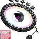 Fit Hoop Weighted Hula Pilates Circles, 32 Detachable Parts & 65-Inch Plus-Size Fit, Weight Loss Fitness Gear, Quiet Home Workout Tool (BLACK)