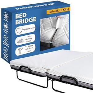 Greaton, 80” Bed Bridge Pad | Twin XL to King Mattress Converter Kit | Gap Filler for Adjustable Mattresses | Good for Guests Stay Overs & Family Room, White