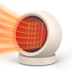 Space Heater,PTC Ceramic/Portable Electric Desktop Heater High Output Fan for Home Bedroom Office Desk Indoor Use(Light Brown)