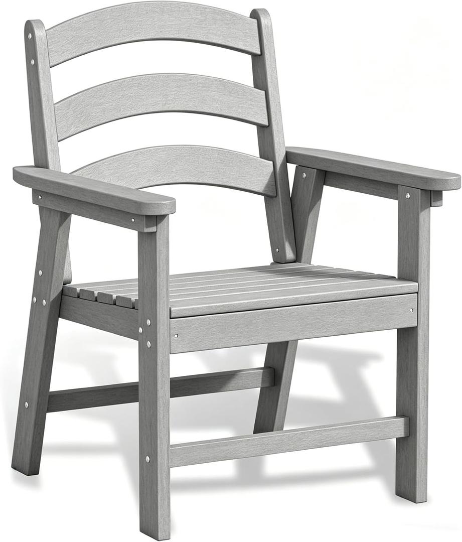 Patio Dining Chair Set, HDPE Outdoor Chairs with 385 lbs Weight Capacity, All Weather Fire Pit Chair for Porch, Pool, Deck, Backyard, Garden - Grey