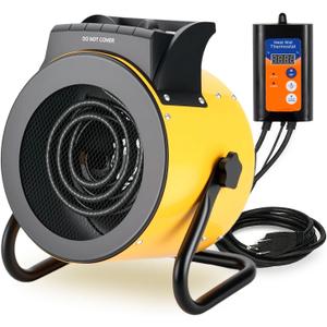 Greenhouse Heater with Digital Thermostat, 1500W/750W Electric Grow Tent Heater, IPX4 Waterproof, Overheat Protection, Fast Heating for Patio, Flower Room, Green House, Ourdoor, Yellow