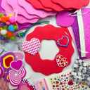Valentine's Day Foam Heart Craft Kits Valentine Heart Ornaments Decorations 12 Sets Hearts Wreath DIY Crafts Kit Assorted Heart Foam Stickers Pom-poms Googly Eyes for Gift Exchange Activities