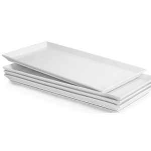 Taeochiy 16" Large Serving Platter - Oval Large Serving Tray, Ceramic Turkey Platters, White Platters for Serving Food, Appetizers, Entertaining, Party, Set of 2