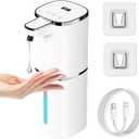 Automatic Liquid Soap Dispenser Touchless, USB Rechargeable Smart Hand Soap Dispenser, 9-Level Adjustable, Physical Button Operation, 13.5oz/400mL Wall Mounted for Bathroom Kitchen Dish Soap (White)