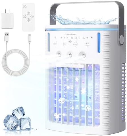 Portable Air Conditioners, 3-in-1 Portable AC Unit, Personal Mini Air Conditioner With 1000ml Water Tank, 2/4/8H Timer, USB Charging Small Cooling Fan (Include 5V 2A Adapter) For Indoor Office Bedroom