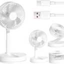 Desk Fan, 8-Inch Folding Portable 5400mAh Battery Powered Fan USB Rechargeable, Oscillating Super Quiet Desk Fan with 4 Speeds, Adjustable Height & Head Angle for Bedroom, Office, Outdoor