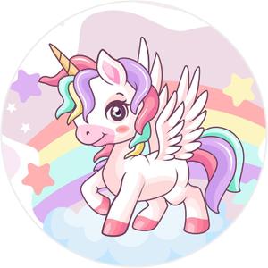 Round Rug for Kids Room 72x72'' Unicorn Circle Rugs for Bedroom Kids Rugs for Playroom Girls Cute Cartoon Carpet Living Room Dining Room Decor