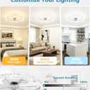 VOLISUN Low Profile Ceiling Fans with Lights and Remote, 24in Fandelier Ceiling Fans with Lights Flush Mount, Dimmable Bladeless LED Ceiling Fan Light, White Modern Ceiling Fan Light for Bedroom