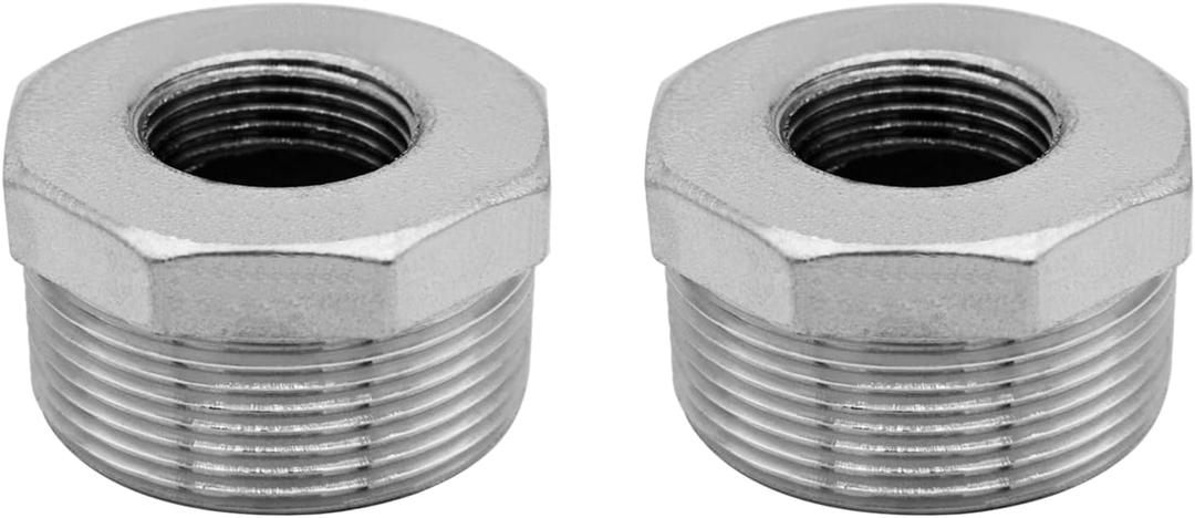 Stainless Steel 1-1/2" Male NPT to 1" Female NPT Reducer Hex Bushing Pipe Fitting Adapter (pack of 2)