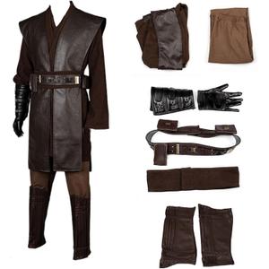 CosFantasy Mens Tunic Costume Knight Tunic Uniform Full Sets Halloween Cosplay Outfit (Small, Brown)