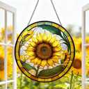 Sunflower 11.8'' 2D Acrylic Window Hanging, Beautiful Flower Art Suncatcher Wall Decor for Kitchen Indoor Outdoor Home Garden, Sunflower Gift Ideas for Women Mom Grandma Teacher