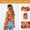 Shihanee 60/70s Hippie Costume Outfits Set for Women Bell Sleeve Floral Mesh Crop Top Glasses Earrings Headband Accessories(M)