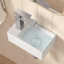 KES Floating Sink, Small Mini Vessel Sink Bathroom 12" X 7" for Tiny Bathrooms Wall Mount Sink Left Hand (Sink Only) White, BWS100L