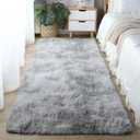 CAIYUECS Shag Area Rug,Indoor Ultra Soft Fluffy Plush Rugs for Bedroom Living Room, Non-Skid Modern Nursery Faux Fur Rugs for Kids Room Home Decor (Tie-Dyed Light Gray, 5x7 Feet)