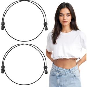 7 x Mabor 2 Pcs Shirt Tuck Band Women, Adjustable Crop Band for Tucking Shirts Belly Leaking Elastic Bands to Change The Style of Your Top Shirt Stays Belt for Women