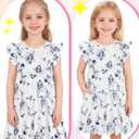 Girls' Casual Dress,Soft Cotton Kids Short Sleeve,Breathable A-Line Teen Sundress Size 2T 3T 4T 5 6 7 8 9 10 12 13