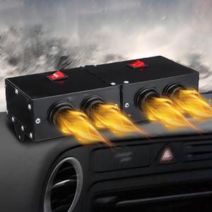 12V Car Heater Defroster, Portable 500W 4 Hole Warm Air Blower Universal Windscreen Demister for Truck Car RV Defrosting Defogging Fast Heating Warming with Aluminum Foil Telescopic Tube