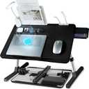 iXTRA Laptop Lap Desk with Cooling Fan - Adjustable with Light, USB, Storage Drawer - Folding Bed Desk,22.04"*12.59",Black (Black,56-32cm)