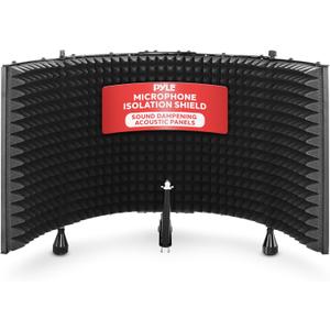 Pyle Professional Studio Recording Microphone Isolation Shield - Soundproofing Acoustic Panel, Filter Vocal, Sound Diffusion Booth, Insulation Diffuser for Noise Reduction in Audio Music Recording Pyle Professional Studio Recording Microphone Isolation Shield - Soundproofing Acoustic Panel, Filter Vocal, Sound Diffusion Booth, Insulation Diffuser for Noise Reduction in Audio Music Recording